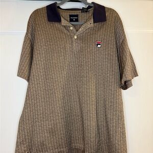Fila Men's Tan and Navy Polo Shirt